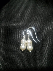 Pearl Earrings with Clear Crystal