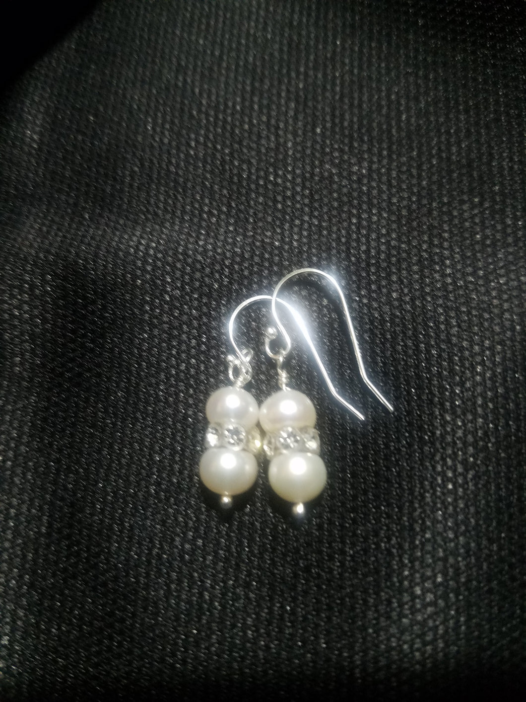 Pearl Earrings with Clear Crystal
